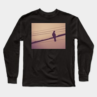 Pigeon on electric wires photograph Long Sleeve T-Shirt